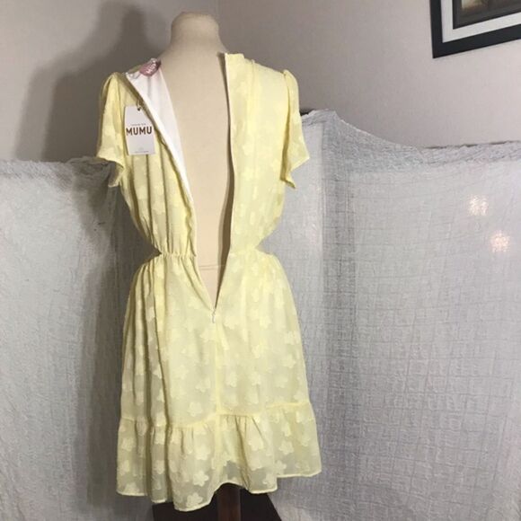 Show Me Your MuMu Merrit Yellow Mini Dress NWT Size L - Picture 8 of 14